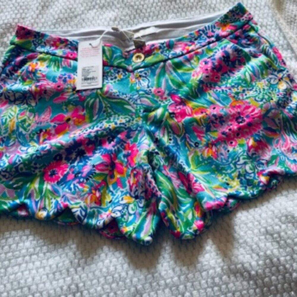 Lilly Pulitzer Buttercup Knit Shorts Amalfi Blue Alligator Isle NWT Size 8